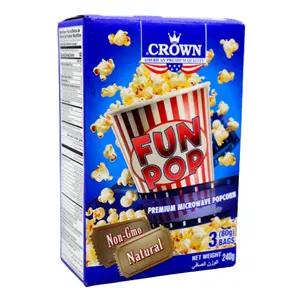 Bắp Bung, Premium Microwave Popcorn, Natural, 3 Gói (240g) - CROWN